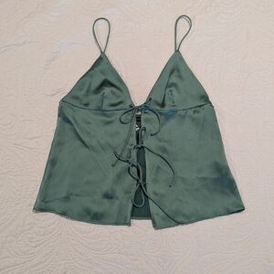 Zara Green Tie Front Backless Camisole